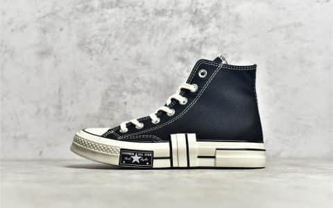 匡威1970S黑色解构高帮 Converse Rubber Patchwork 原厂匡威硫化蓝底 货号：A02113C