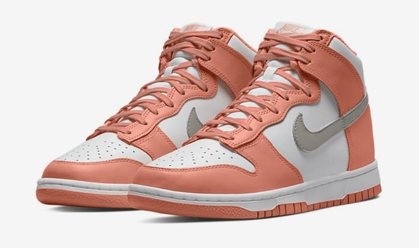 耐克Dunk水蜜桃装扮新配色 Nike Dunk High WMNS 耐克Dunk粉色高帮 货号：DD1869-600