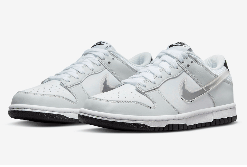 耐克Dunk灰色 Nike Dunk Low “Glitch Swoosh” 耐克Dunk灰白低帮 货号：DV3033-001