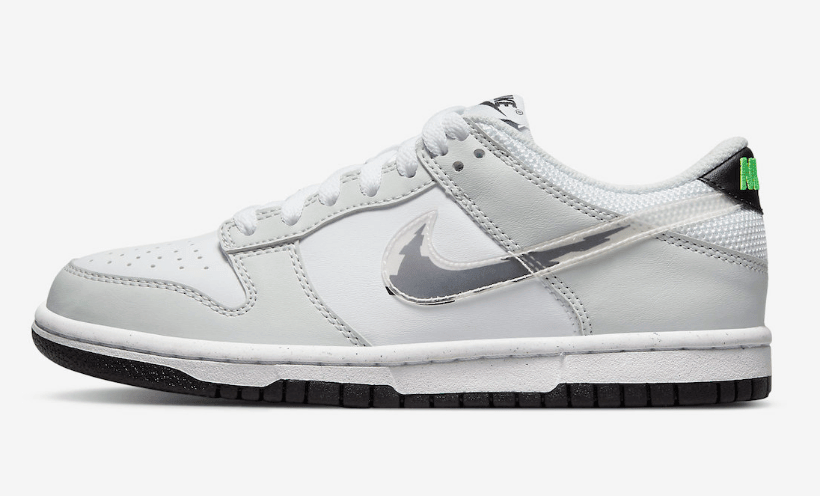 耐克Dunk灰色 Nike Dunk Low “Glitch Swoosh” 耐克Dunk灰白低帮 货号：DV3033-001