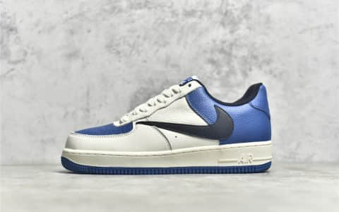 耐克空军米白蓝倒钩低帮 Nike Air Force 1 Low 07 耐克空军荔枝皮 空军气垫 货号：HG1136-022