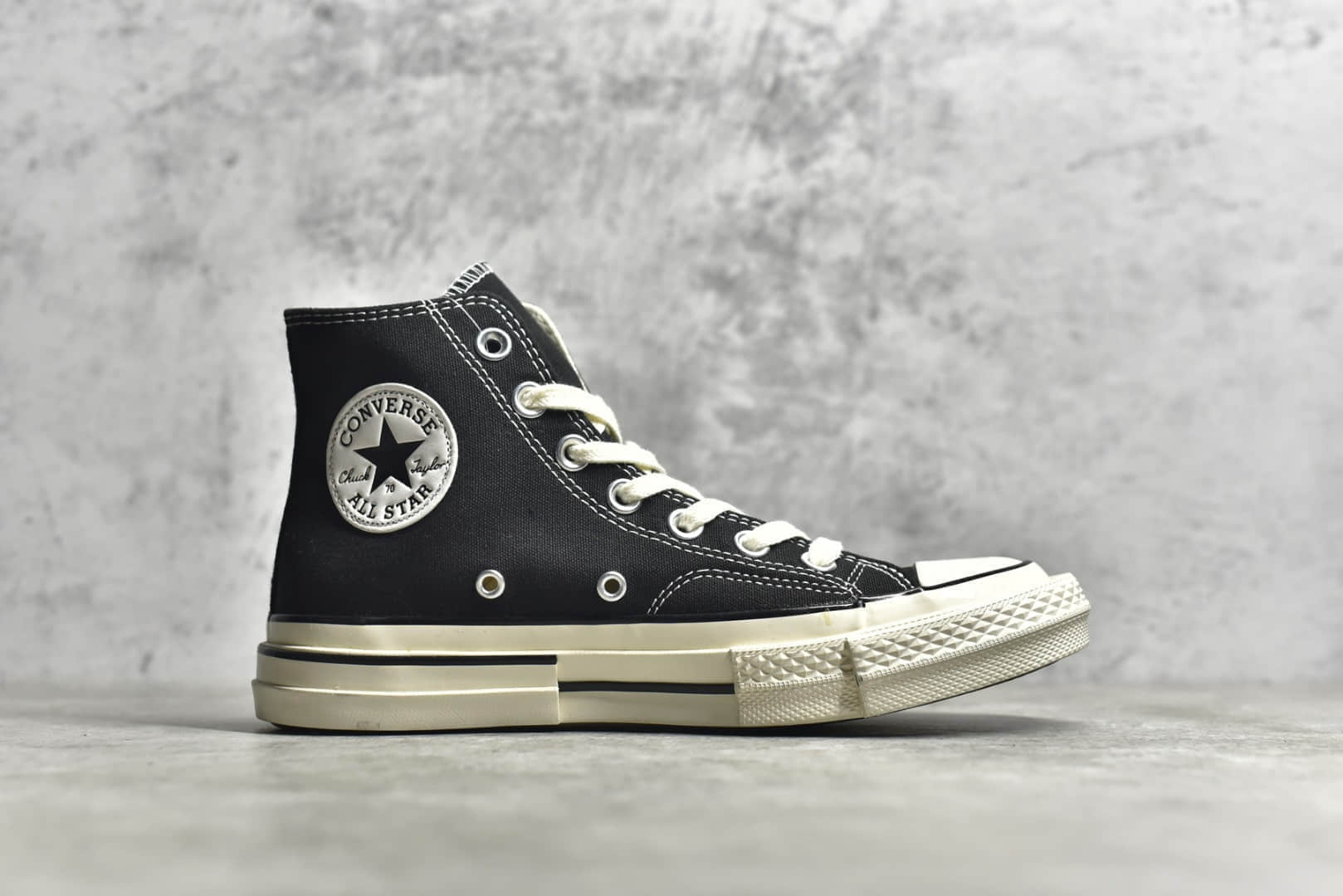 匡威1970S黑色高帮解构鞋 Converse Chuck 70 Rubber patchwork 匡威新款双围条鞋头 货号：A02113C-潮流者之家
