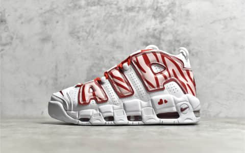 耐克皮蓬白红实战球鞋 Nike Wmns Air More Uptempo 莆田篮球鞋工厂 耐克皮蓬情人节 货号：DD9282-100