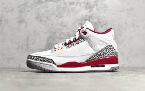 AJ3白红球鞋 Air Jordan 3 “Cardinal” H12纯原版本AJ3爆裂纹 货号：CT8532-126