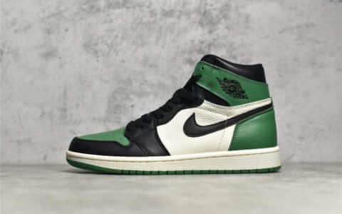 老汪版本AJ1绿脚趾高帮 Air Jordan 1 Pine Green 进口AJ1荔枝皮 正品AJ1黑绿脚趾 货号：555088-302