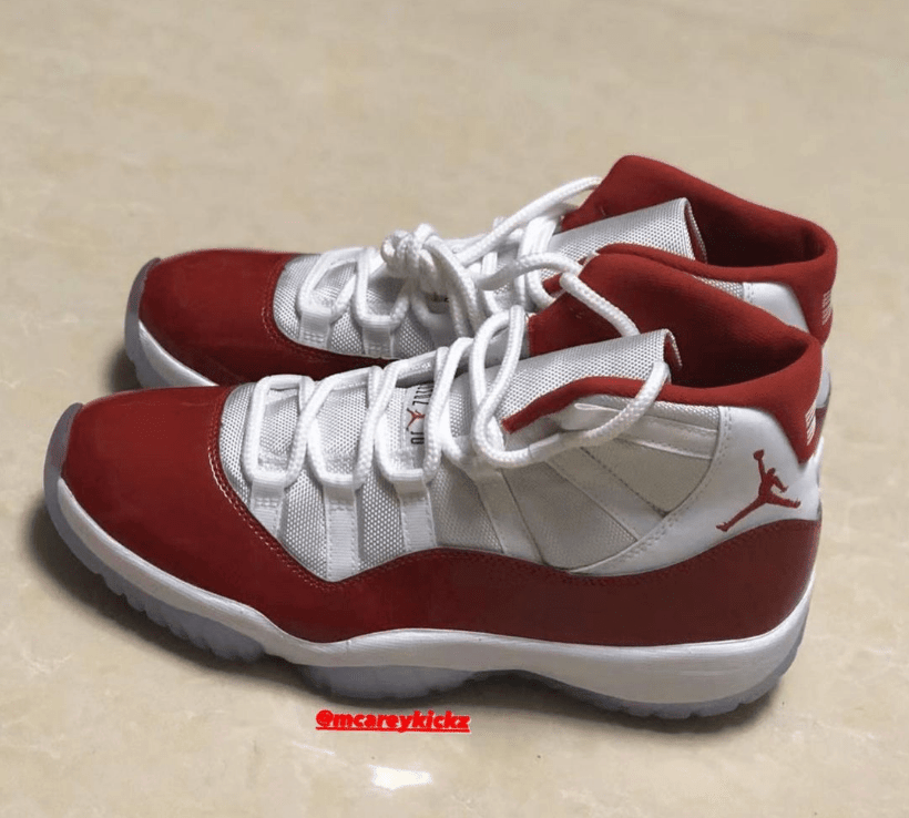 新款AJ11樱桃最新实物图 Air Jordan 11 “Cherry” 年底发售AJ11白红真碳实战球鞋 货号：CT8012-116