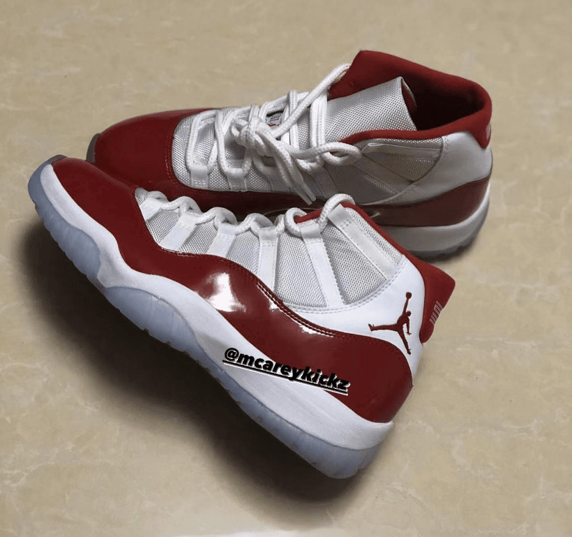 新款AJ11樱桃最新实物图 Air Jordan 11 “Cherry” 年底发售AJ11白红真碳实战球鞋 货号：CT8012-116