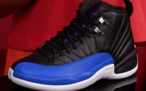 AJ12皇家蓝实物图 Air Jordan 12 WMNS “Hyper Royal” AJ12黑蓝荔枝皮高帮球鞋 货号：AO6068-004