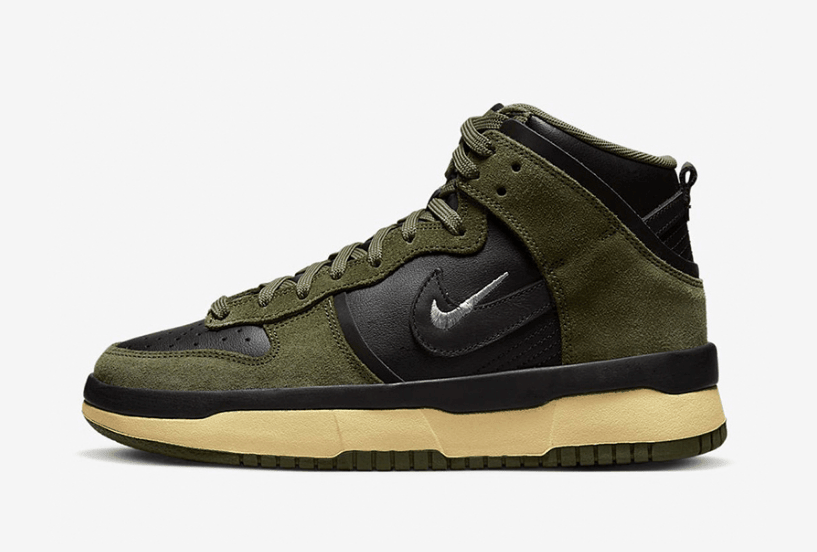 耐克DUNK黑绿麂皮高帮 Nike Dunk High Up “Medium Olive” 耐克Dunk军绿新款 货号：DH3718-200