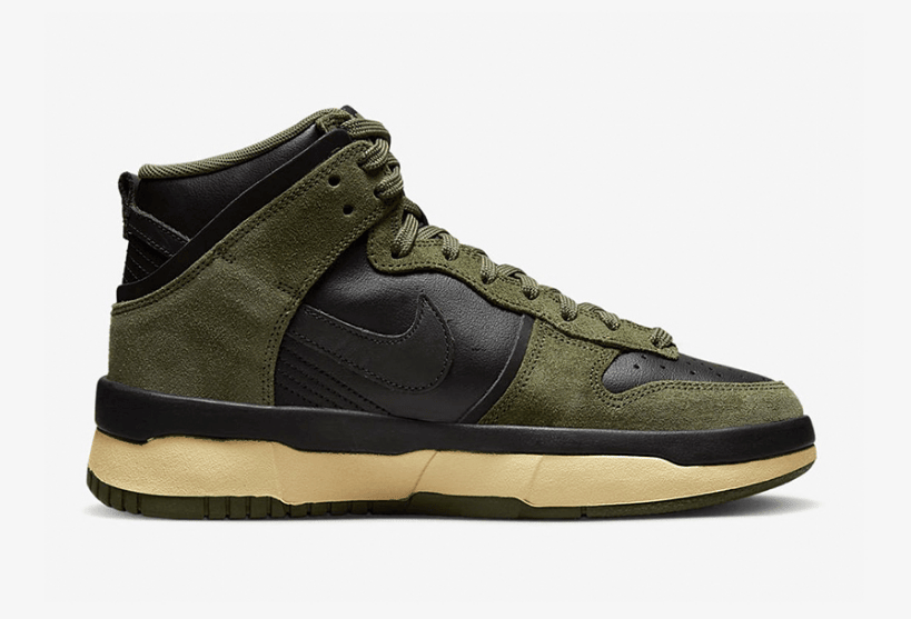 耐克DUNK黑绿麂皮高帮 Nike Dunk High Up “Medium Olive” 耐克Dunk军绿新款 货号：DH3718-200