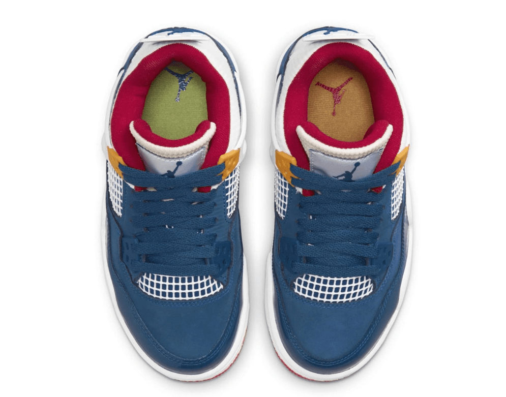 全新AJ4小Union联名实物图曝光 Air Jordan 4 GS “Messy Room” AJ4白蓝新款 货号：DR6952-400