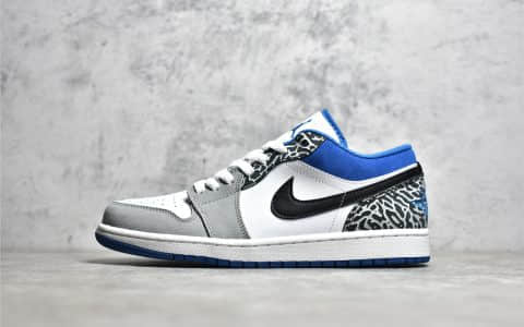 AJ1白蓝爆裂纹低帮 Air Jordan 1 Low SE True Blue真蓝爆裂纹 莆田AJ工厂货源 货号：DM1199-140