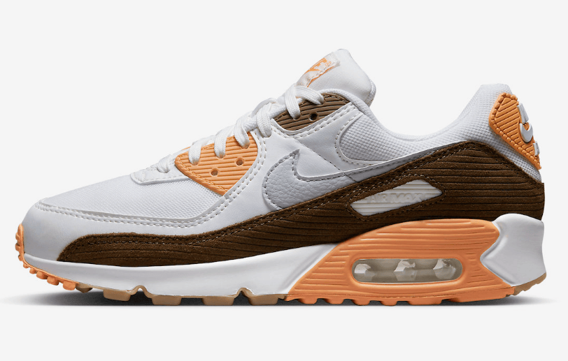 耐克MAX白橙色跑鞋官图 Nike Air Max 90 “Corduroy” 灯芯绒跑鞋 货号：DZ5379-100