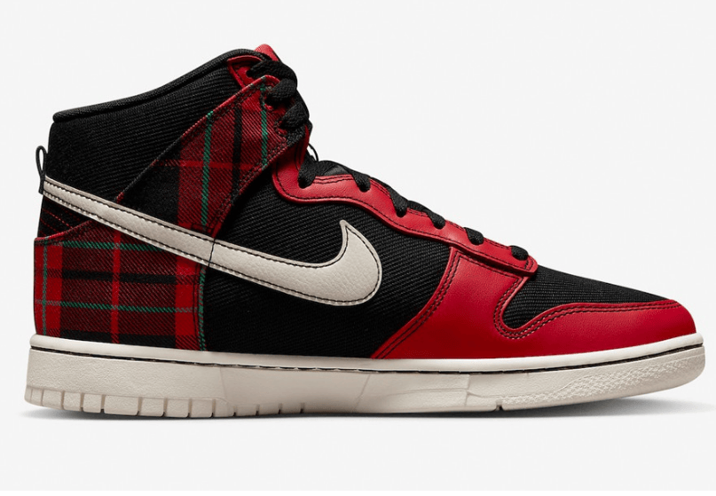 耐克Dunk黑红高帮复古板鞋 Nike Dunk High “Plaid” 酷似耐克dunk死侍配色 货号：DV0826-001