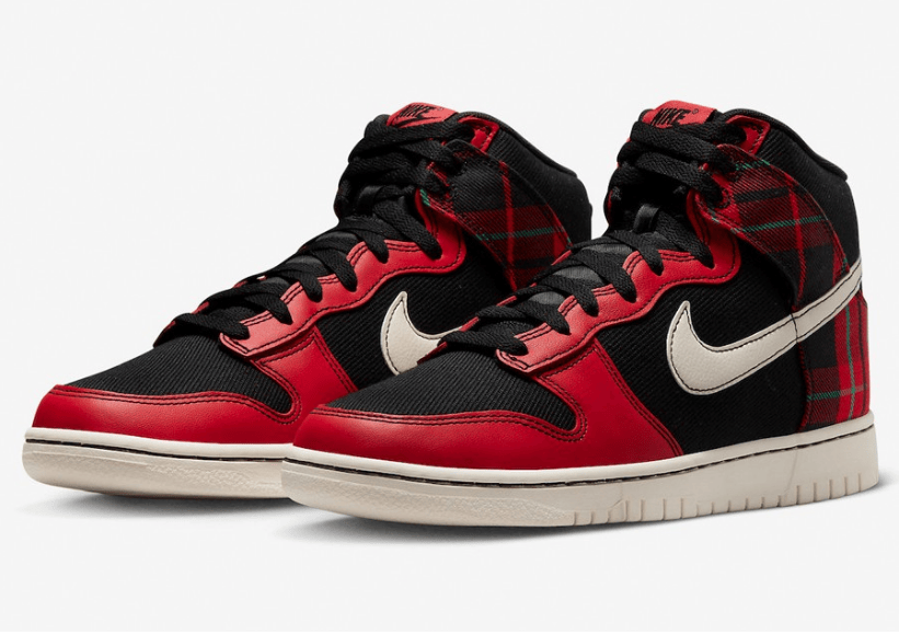 耐克Dunk黑红高帮复古板鞋 Nike Dunk High “Plaid” 酷似耐克dunk死侍配色 货号：DV0826-001