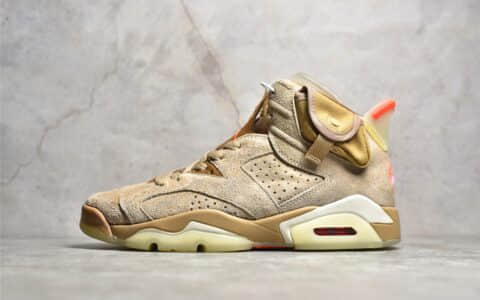 正品AJ6斯科特联名卡其色复刻 Travis Scott x Air Jordan 6 AJ6小麦色联名款 货号：DH0690-200