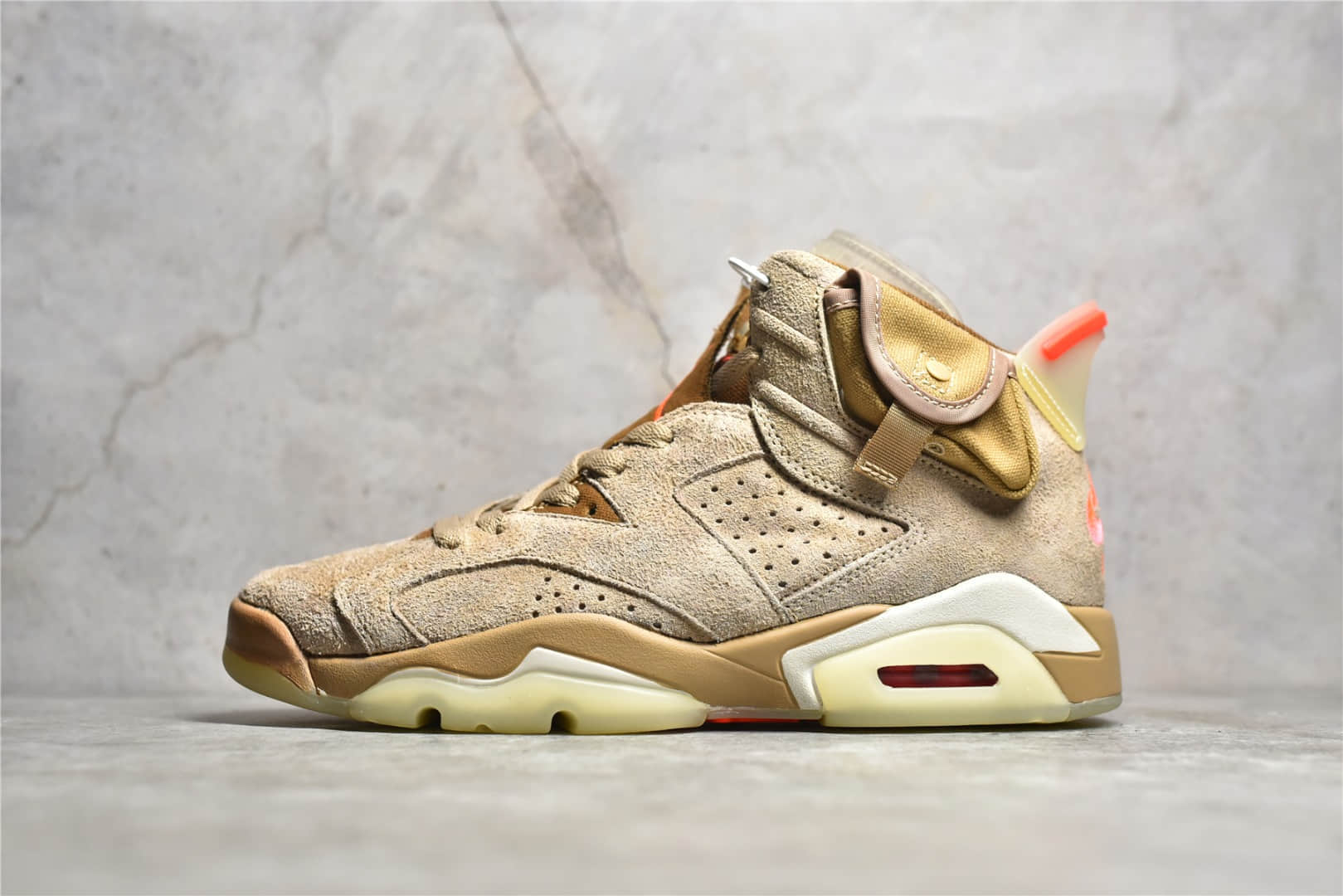 正品AJ6斯科特联名卡其色复刻 Travis Scott x Air Jordan 6 AJ6小麦色联名款 货号：DH0690-200