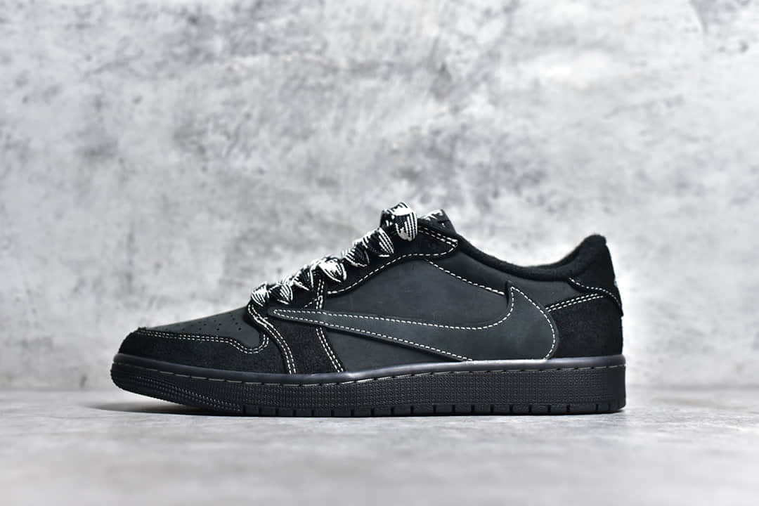 LJR纯原版本AJ1 TS联名黑色低帮 Air Jordan 1 x Travis Scott AJ1斯科特联名重磅款 货号：DM7866-001