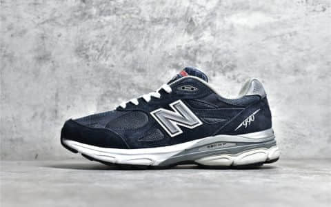 正品新百伦990V3深蓝色缓震跑鞋 New Balance 990V3 新百伦莆田一比一复刻 货号：M990NB3