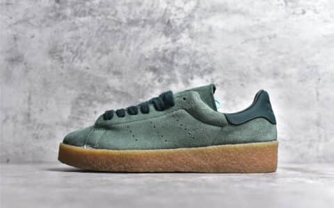 正品阿迪达斯史密斯墨绿色麂皮板鞋adidas originals StanSmith Stan Smith Crepe 阿迪达斯绒面绿色板鞋 货号FZ6444