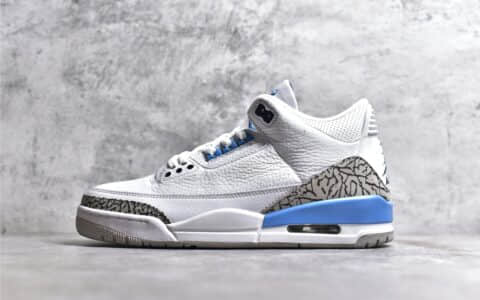 H12版本AJ3白蓝爆裂纹原装正品 Air Jordan 3 Retro 莆田AJ工厂货源 AJ3正品混卖版本 货号CT8532-104