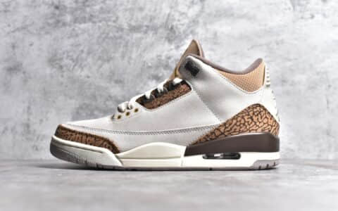 AJ3灰色棕摩卡拼接麂皮 Air Jordan 3 Palomino AJ3麂皮 AJ3爆裂纹实拍图 货号：CT8532-102