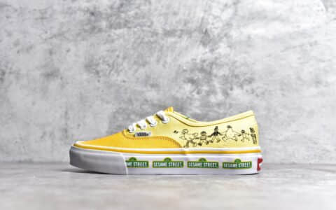 万斯芝麻街联名涂鸦黄色低帮帆布鞋 Vans Authentic x Sesame Street万斯联名涂鸦万斯漫画万斯芝麻街万斯货号：VN0009PVYLW