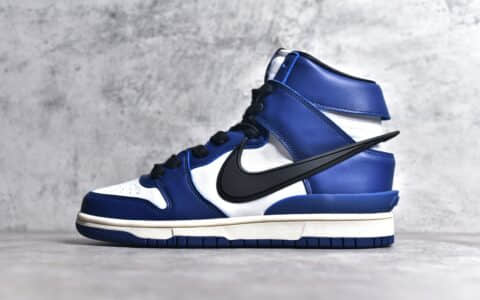 耐克SB Dunk AMBUSH联名蓝白高帮AMBUSH x Nike SB Dunk High耐克AMBUSH联名实拍图货号CU7544-400