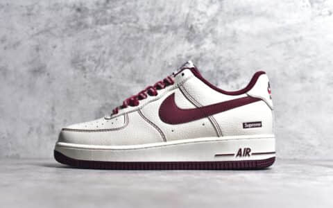 耐克空军酒红低帮耐克空军sup联名Supreme x Nike Air Force 1'07 Low耐克空军莆田工厂 货号SU0220-013